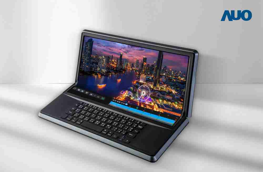 巨星国际14.6吋Micro LED折迭显示屏幕，，，，搭配半径4mm的弯折绞炼，，，以及高画素、、、、高亮度、、、高对比度的显示技术特点，，，，即便在大视角下仍保有绝佳色相与亮度